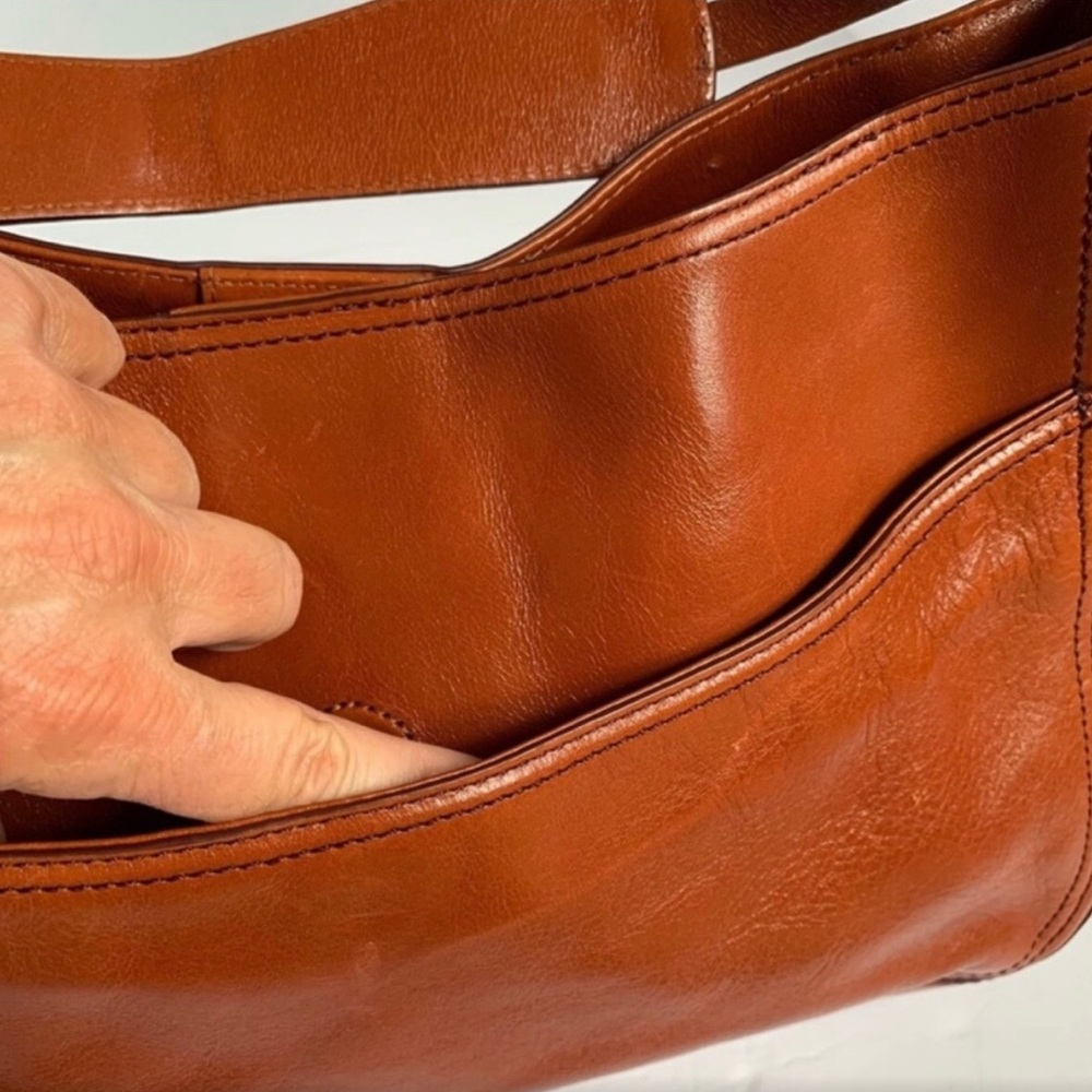 Hype Cognac Leather Shoulder Baguette - Picture 3 of 10
